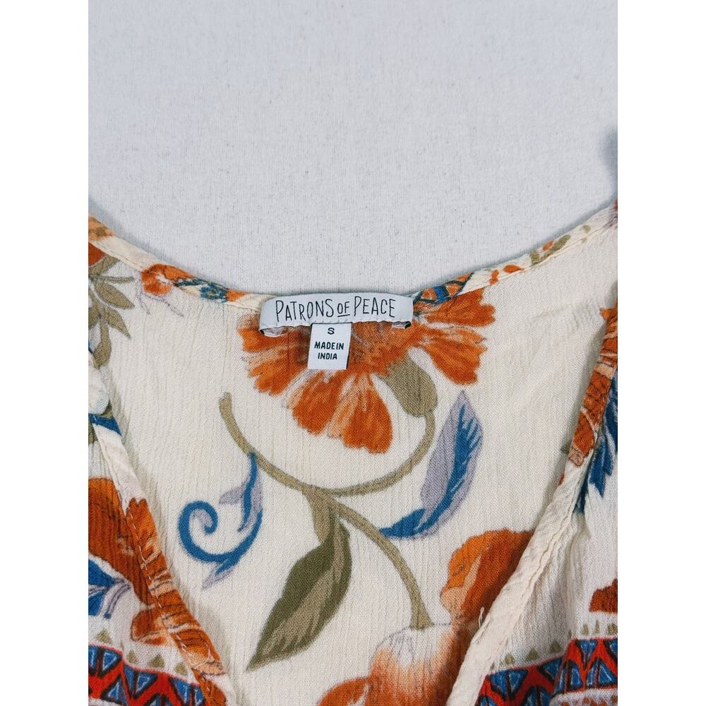 Patrons of Peace Floral Babydoll Tank Top Size Small Orange Boho Indie Hippie - Picture 4 of 10